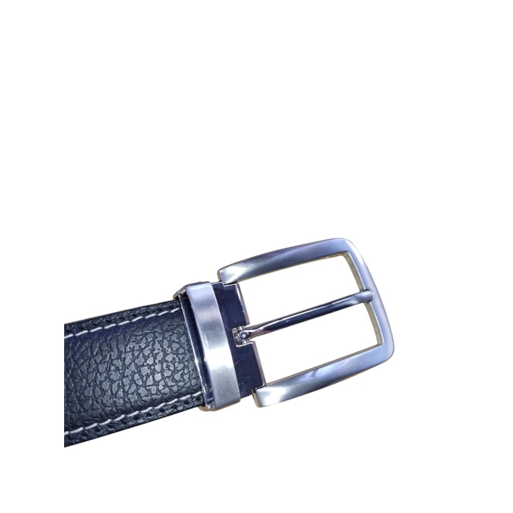 Black Leather Belt with Silver Buckle